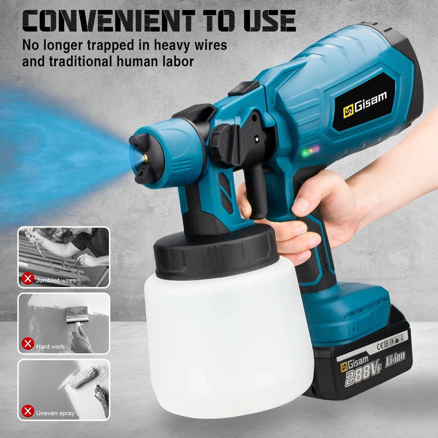 Pistolet pulv¨¦risateur ¨¦lectrique sans fil pour Makita, No Battery Blue,pulv¨¦risateur de peinture domestique, a¨¦rographe ¨¤ rev¨ºtement en acier pour meubles automobiles, batterie 18V, HVLP, 1000ml