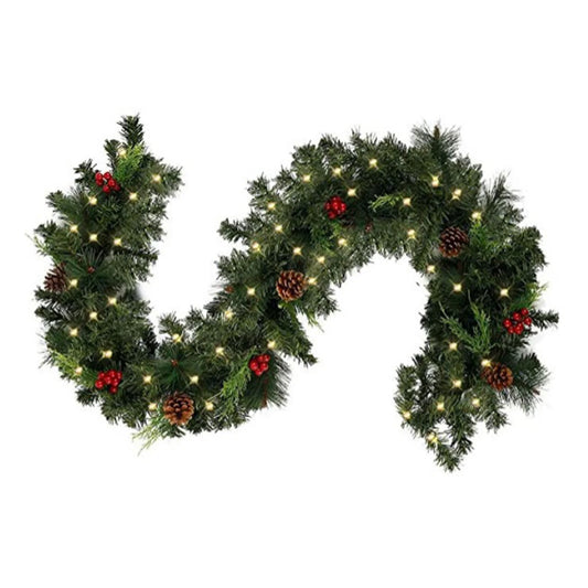 Guirxi¹Èt¹È Lumineuse en Rotin de No?l, Fleur Artificielle, Accessoires D¹Ècoratifs de ixd'Arbre de No?l, Bande pour Porte Murale de Maison, 180cm, 270cm