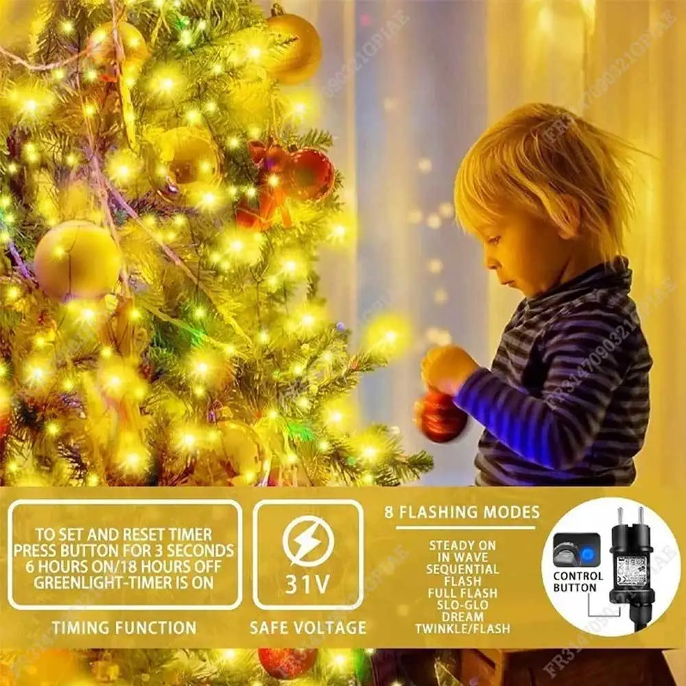 Guirxi¹Èt¹È lumineuse de No?l ½Ç LED, Warm White EU Plug, vacances, d¹Ècoration de fÄÇte ½Ç la maison, int¹Èrieur, ext¹Èrieur, 1.5m