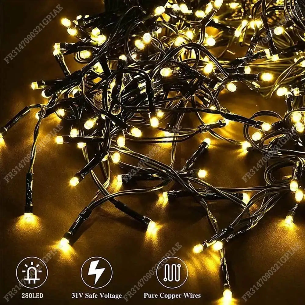 Guirxi¹Èt¹È lumineuse de No?l ½Ç LED, Warm White EU Plug, vacances, d¹Ècoration de fÄÇte ½Ç la maison, int¹Èrieur, ext¹Èrieur, 1.5m