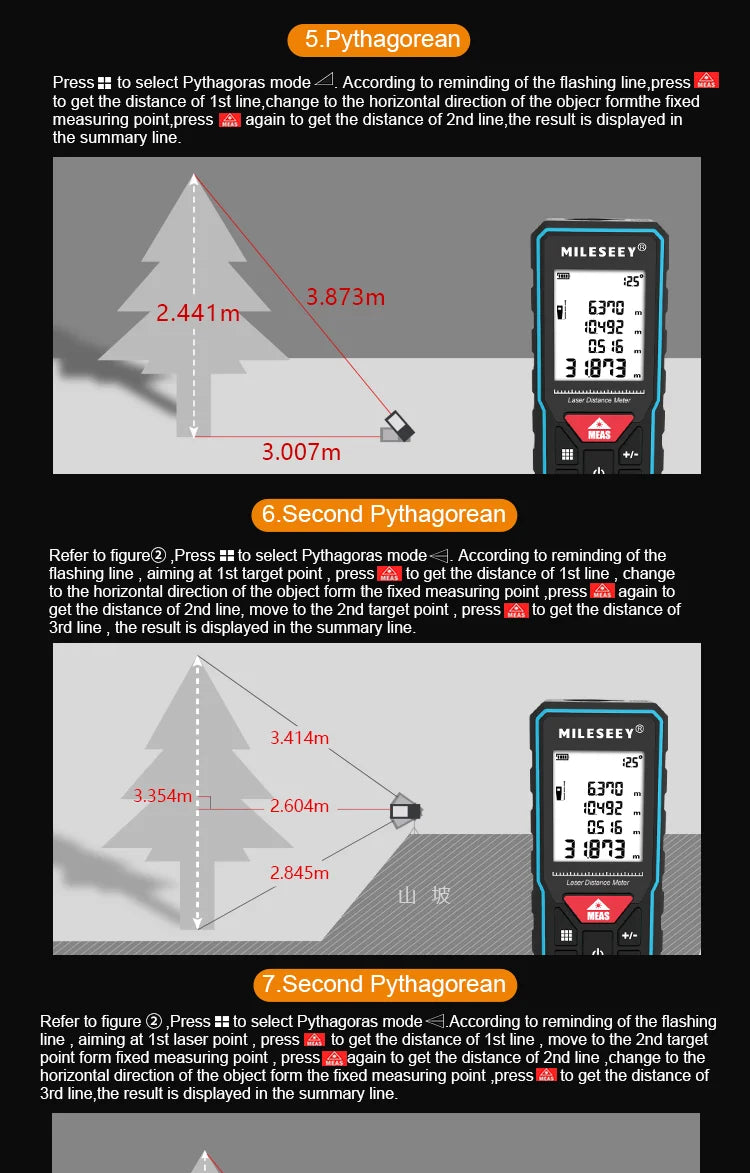 M¨¨tre ruban laser X6 60M, t¨¦l¨¦m¨¨tre professionnel avec affichage d'angle pour bricolage, d¨¦coration, construction