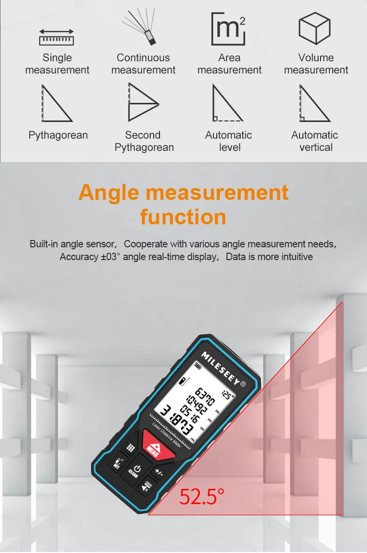 Télémètre Laser X5 лазерная рулетка Laser finder Numérique Télémètre Laser Laser Mètre Ruban à Mesurer Laser，40m