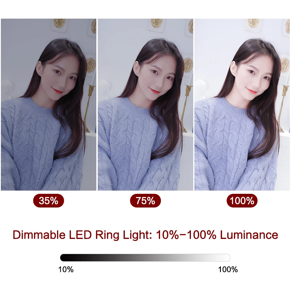 SH 10 pouces 26cm Led Ring Light ¨¦clairage de photographie avec tr¨¦pied support Usb Charge Selfie Led lampe pour Streaming vid¨¦o