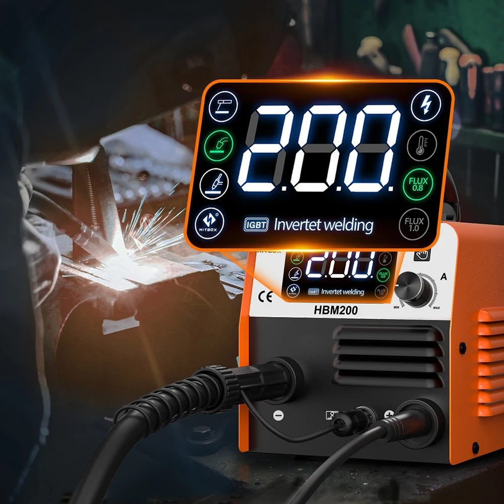 Machine ¨¤ souder semi-automatique 3 en 1, sans gaz, MIG/LIFT TIG/MMA, onduleur, outil synergique pour soudure sans gaz HBM200