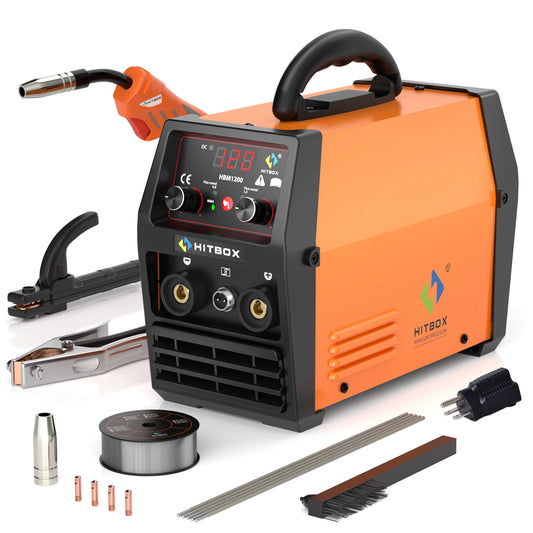 Machine ¨¤ souder semi-automatique 3 en 1, soudeur ¨¤ onduleur synergique sans gaz, p¨¦riph¨¦rique Tig Argon, 110V, 220V, HBM1200