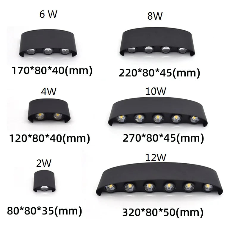 Mur LED lampe extérieure étanche IP65 cour applique murale 2W 4W 6W 8W 12W lumières de jardin en aluminium chambre salon escaliers éclairage