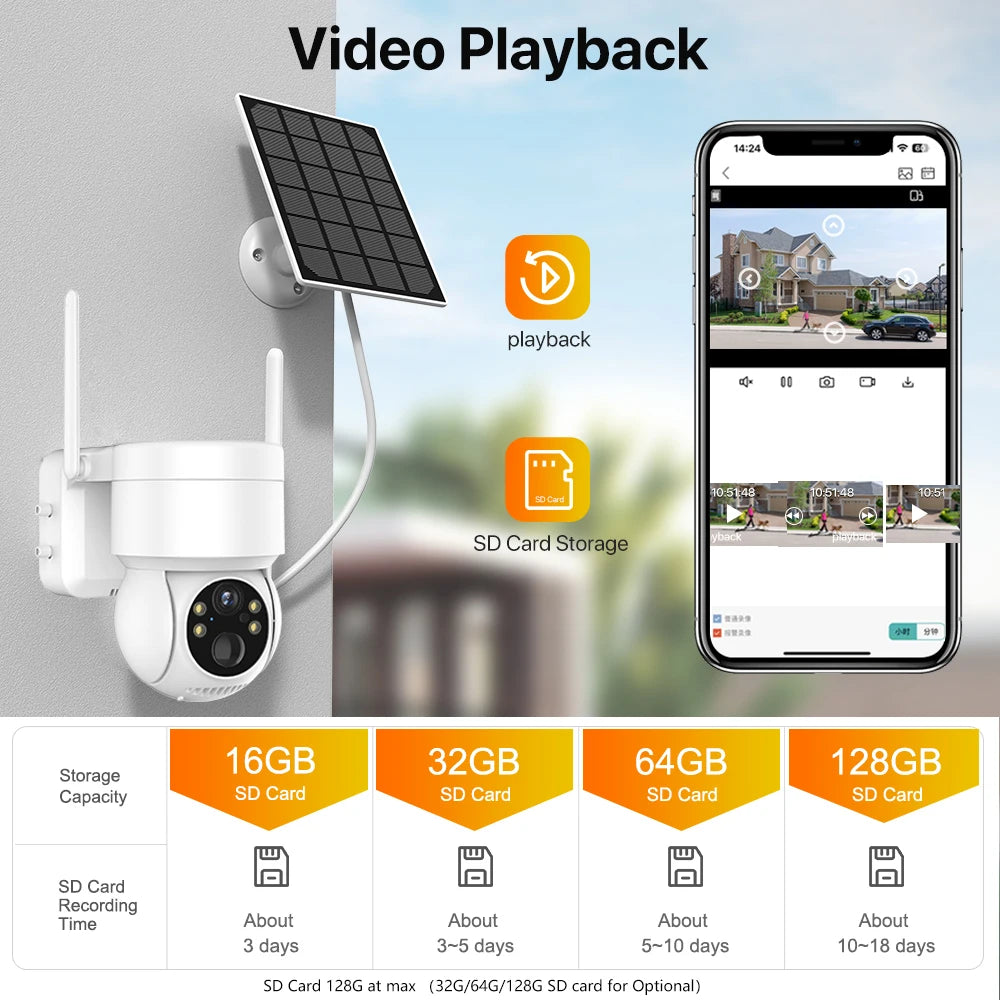 Caméra de surveillance extérieure PTZ IP WiFi HD 1080p NO Card, dispositif de sécurité sans fil, avec batterie intégrée et longue durée de veille