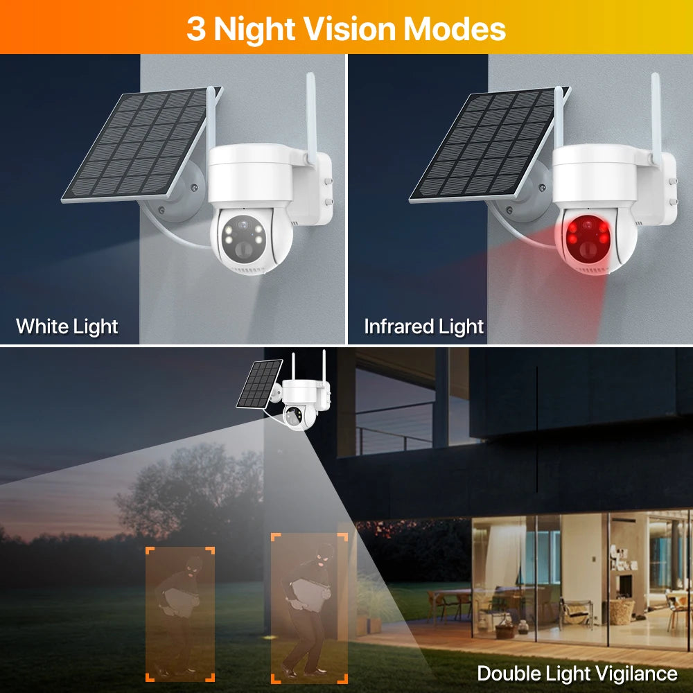 Caméra de surveillance extérieure PTZ IP WiFi HD 1080p NO Card, dispositif de sécurité sans fil, avec batterie intégrée et longue durée de veille