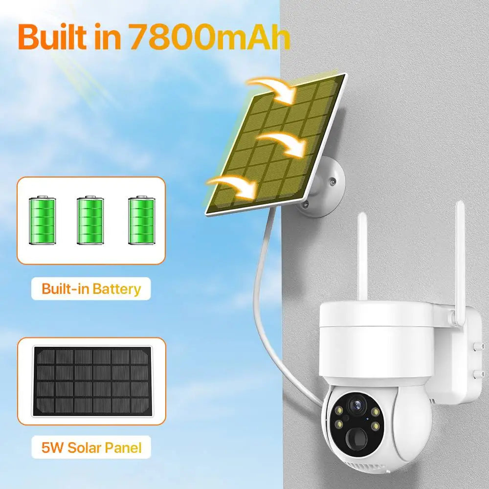 Caméra de surveillance extérieure PTZ IP WiFi HD 1080p NO Card, dispositif de sécurité sans fil, avec batterie intégrée et longue durée de veille