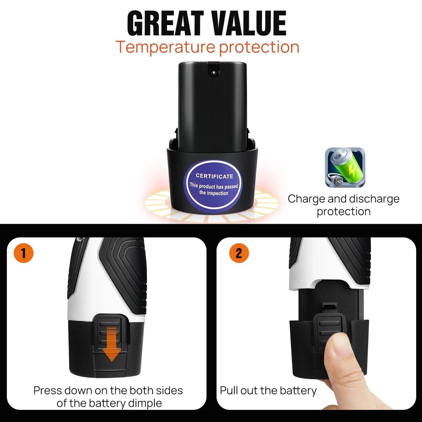 Kit de perceuse sans fil avec batterie, tournevis ¹Èlectrique 2 en 1, trousse ½Ç outils 45 N.m, mandrin sans cl¹È 3/8 pouces ½Ç vitesse touristique
