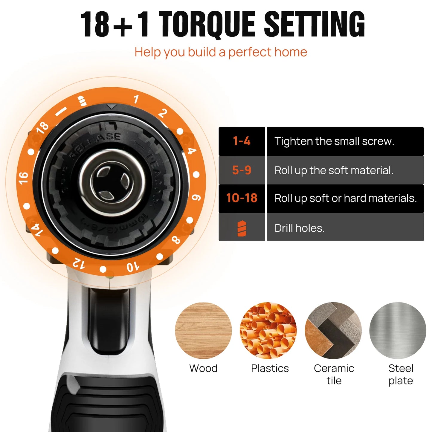 Kit de perceuse sans fil avec batterie, tournevis ¹Èlectrique 2 en 1, trousse ½Ç outils 45 N.m, mandrin sans cl¹È 3/8 pouces ½Ç vitesse touristique
