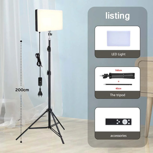 Lampe de remplissage LED bicolore avec tr¨¦pied, panneau lumineux vid¨¦o, ¨¦clairage de photographie, diffusion en direct, studio photo, 50W, 3000k-6500k