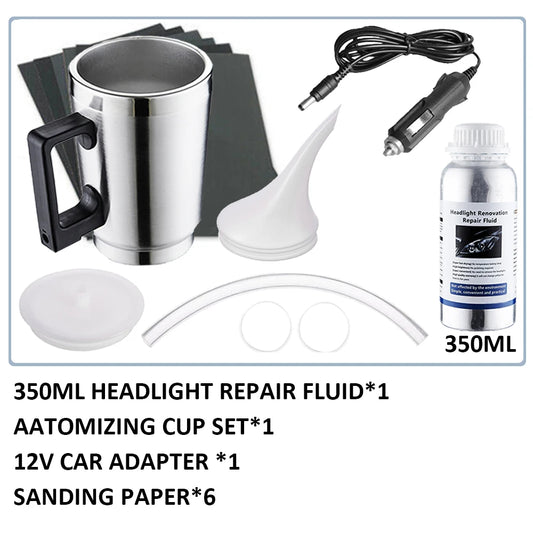 Lumi¨¨res de sauna de voiture, kit de polissage de r¨¦novation, lumi¨¨re de sauna, kit de polissage chimique, outil d'entretien automobile, polym¨¨re liquide de 350ml, ensemble d'outils de voiture