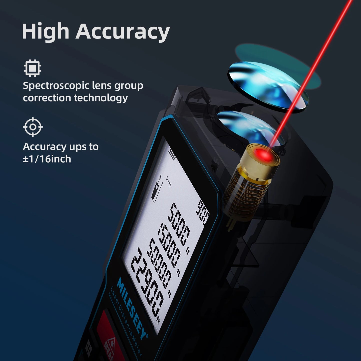 M¨¨tre ruban laser X6 60M, t¨¦l¨¦m¨¨tre professionnel avec affichage d'angle pour bricolage, d¨¦coration, construction