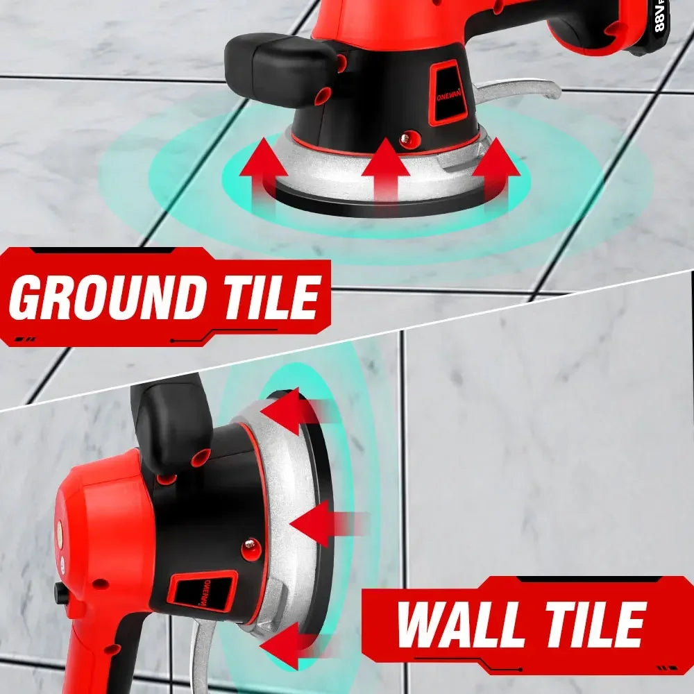Machine ½Ç Carrelage de 200kg, Ventouse Vibrante ½Ç 6 Vitesses R¹Èglables, Outil ¹Èlectrique de D¹Ècapage pour Batterie Makita 18V
