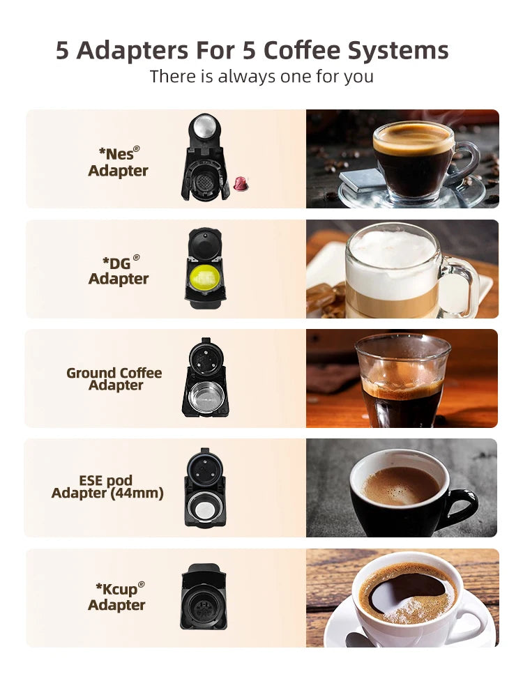 Machine ½Ç caf¹È ½Ç capsules multiples, chaud et froid, DG Cappuccino Nes, petite capsule ESE, dosette de caf¹È moulu, caf¹Èt¹Èria, 20 bars, H2B, 5 en 1