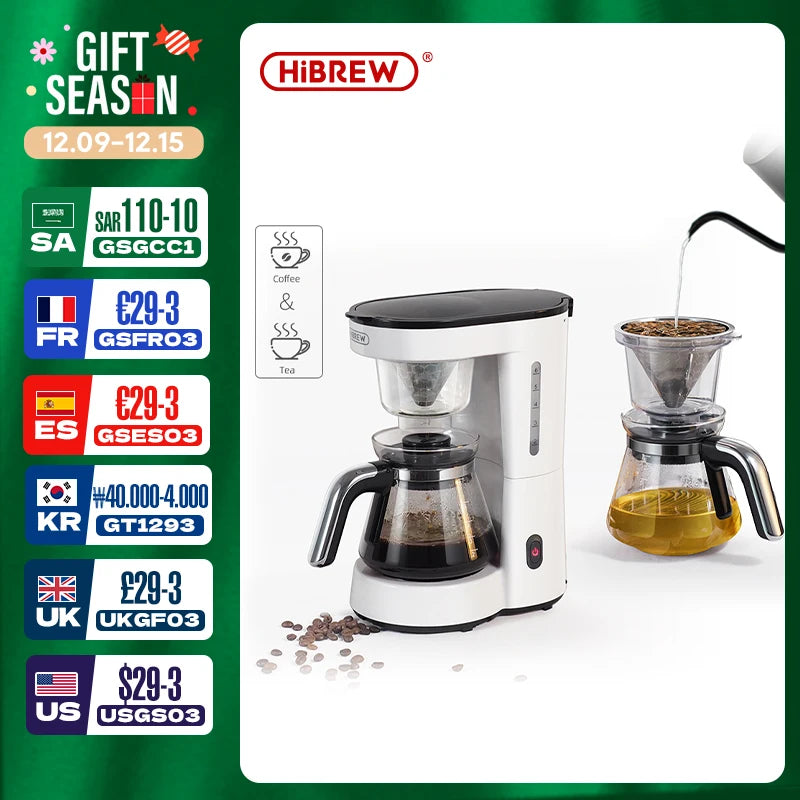 Machine ½Ç caf¹È goutte ½Ç goutte 3 en 1, cafetiõ¹re, th¹Èiõ¹re en verre, th¹Èiõ¹re chaude, 750ml, H12WH