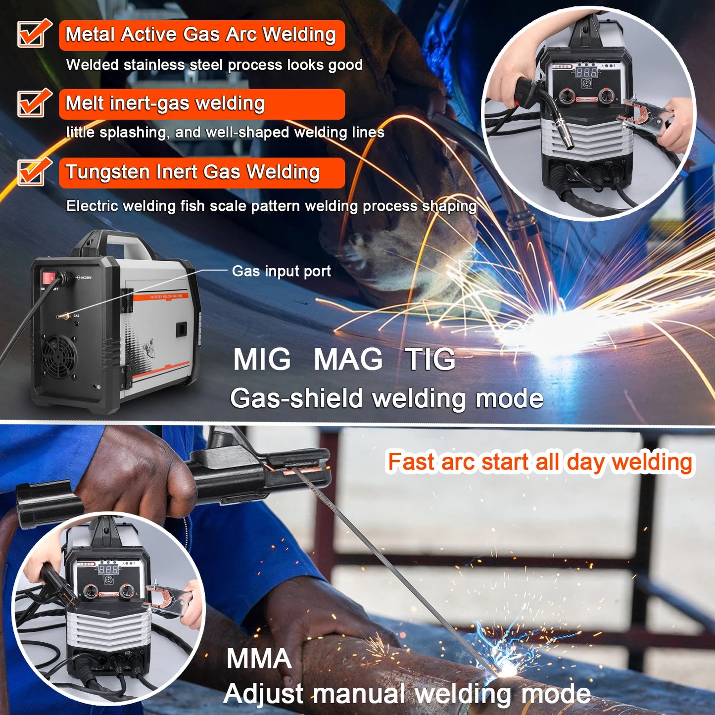 Machine de soudage ¨¤ TIG-160C MIG MMA MAG 4 en 1, soudeuse ¨¦lectrique ¨¤ onduleur IGBT, alimentation automatique des fils, soudeuse multifonction ¨¤ bouclier de gaz