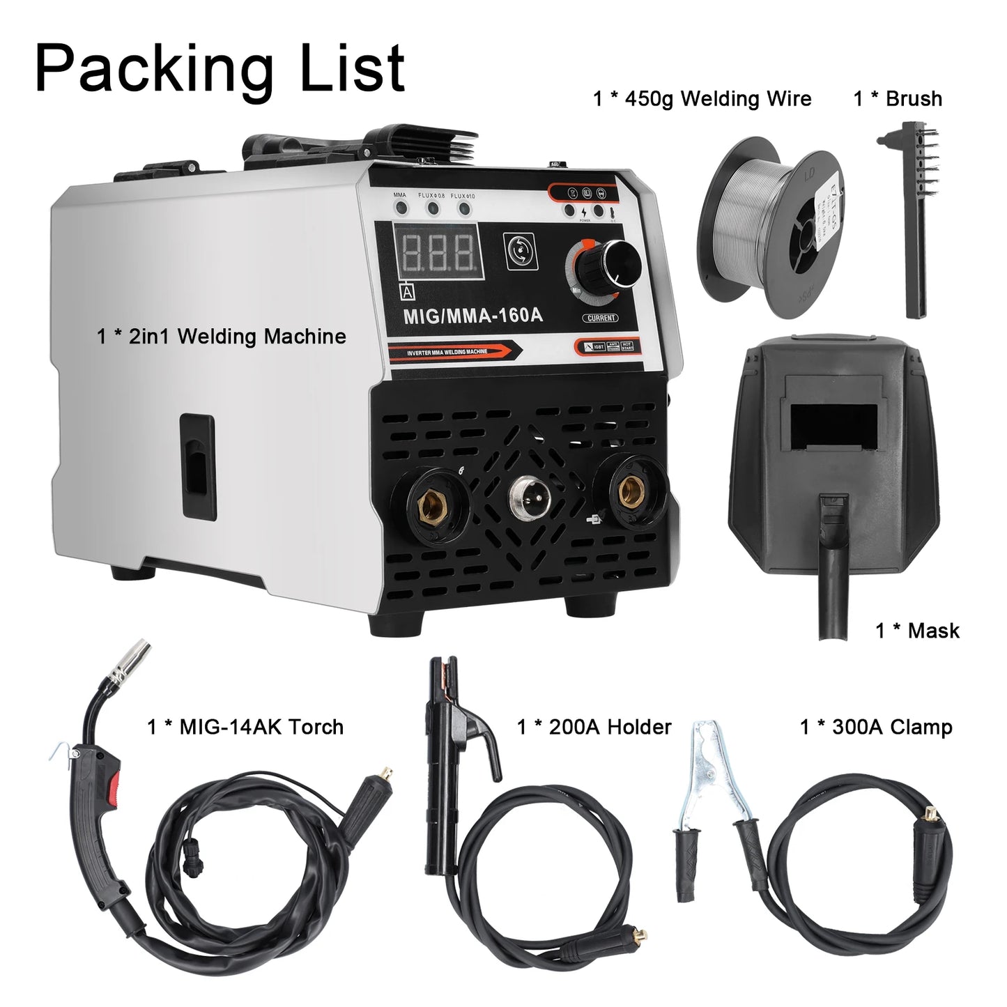 Machine ¨¤ souder ¨¦lectrique MIG MMA, soudeuse p¨¦riph¨¦rique, alimentation automatique, courant r¨¦glable, IGBT DC, onduleur, gaz inerte blind¨¦, 160A