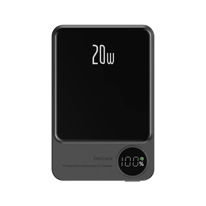 Batterie de secours magn¨¦tique en alliage, chargeur rapide sans fil pour iPhone 15 14 13 12 11, 20000mAh,Black
