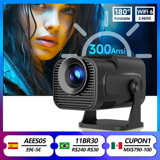 Mini budg¨¦taire HY320, 720P, Android 11, 4K, 300ANSI, Wifi6, BTpig, portable, rotatif ¨¤ 180 ¡ã, cin¨¦ma ext¨¦rieur, diversifi¨¦, natif