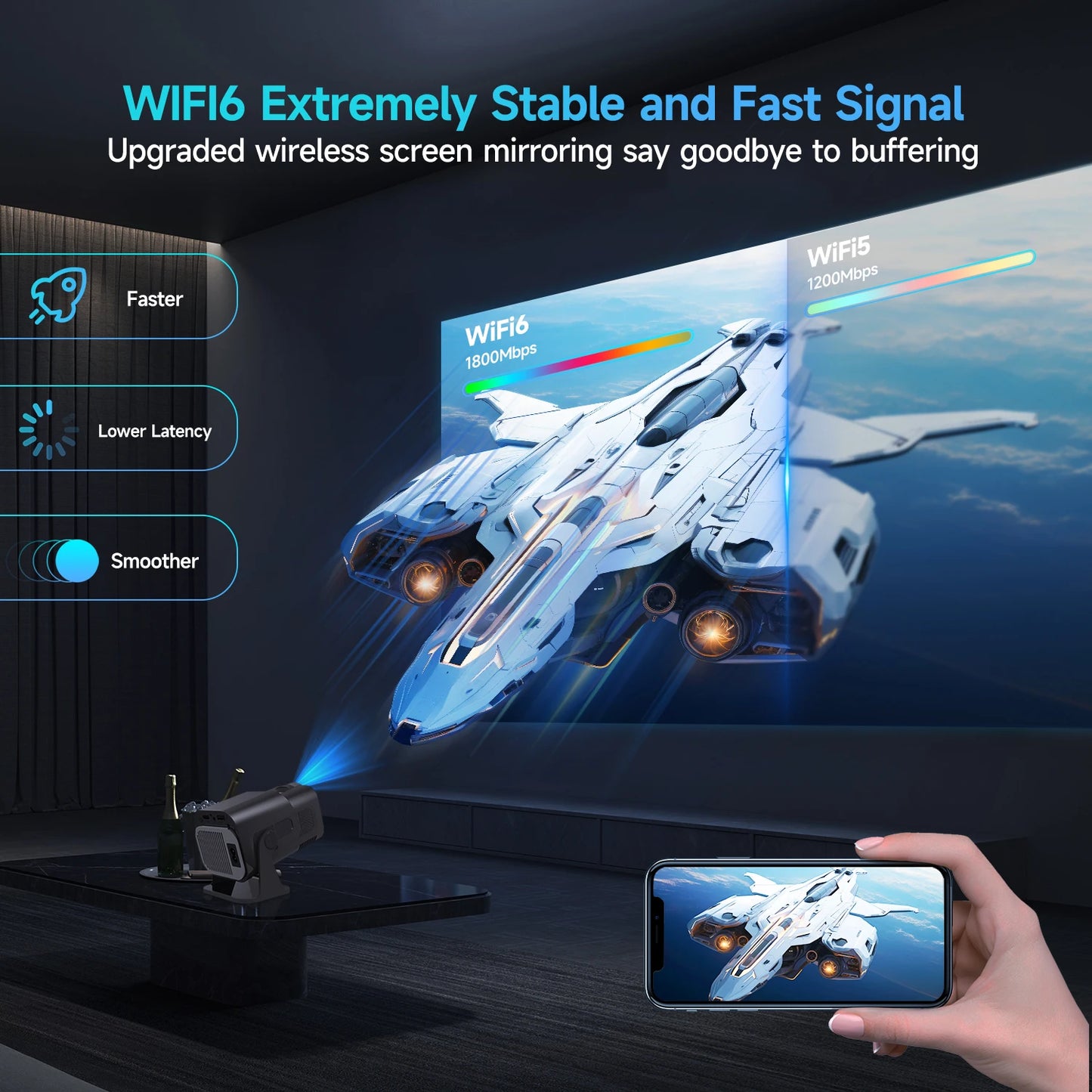 Mini budg¨¦taire HY320, 720P, Android 11, 4K, 300ANSI, Wifi6, BTpig, portable, rotatif ¨¤ 180 ¡ã, cin¨¦ma ext¨¦rieur, diversifi¨¦, natif
