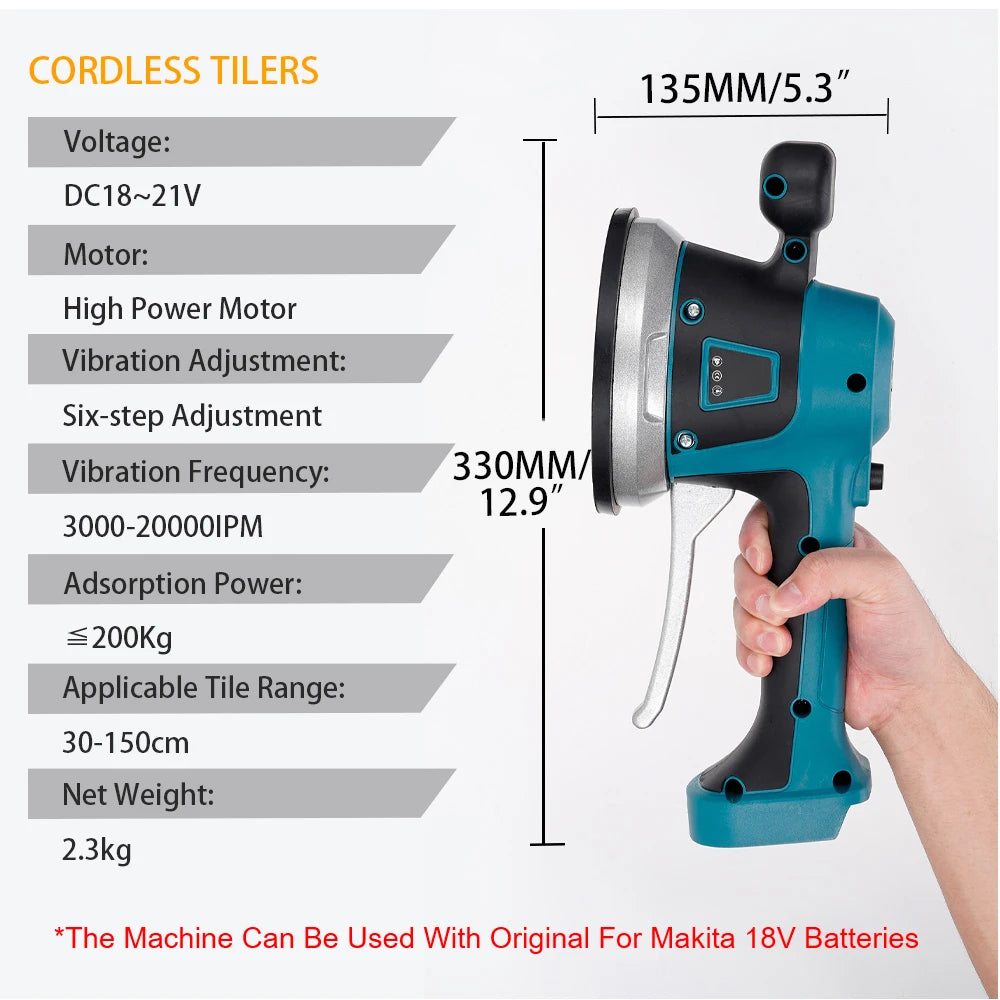 Machine de Carrelage ¨¤ 6 Vitesses, Sans Fil, Vibrateur, R¨¦glage existent, Absorbe les Carreaux, Outil ¨¦lectrique, Batterie 18V, 20V