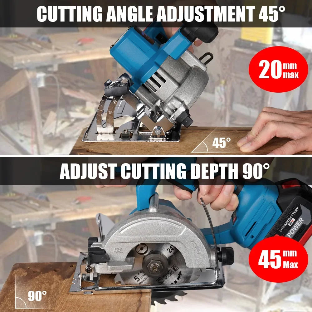 Makita-Mini scie circulaire ¹Èlectrique sans fil, 5 pouces, 125mm, 0-45 ¡«, r¹Èglable, outil de jardinage ¹Èlectrique pour batterie 18V