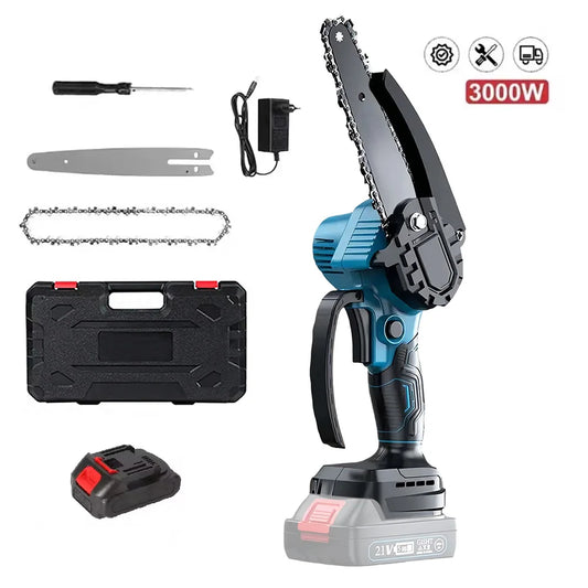 Mini tron?onneuse ¹Èlectrique, scie ½Ç cha?ne portable, coupe-bois, ¹Èlagage, outil ¹Èlectrique de jardin, batterie 18V, 3000W, 6 pouces, Bag With 1XBattery