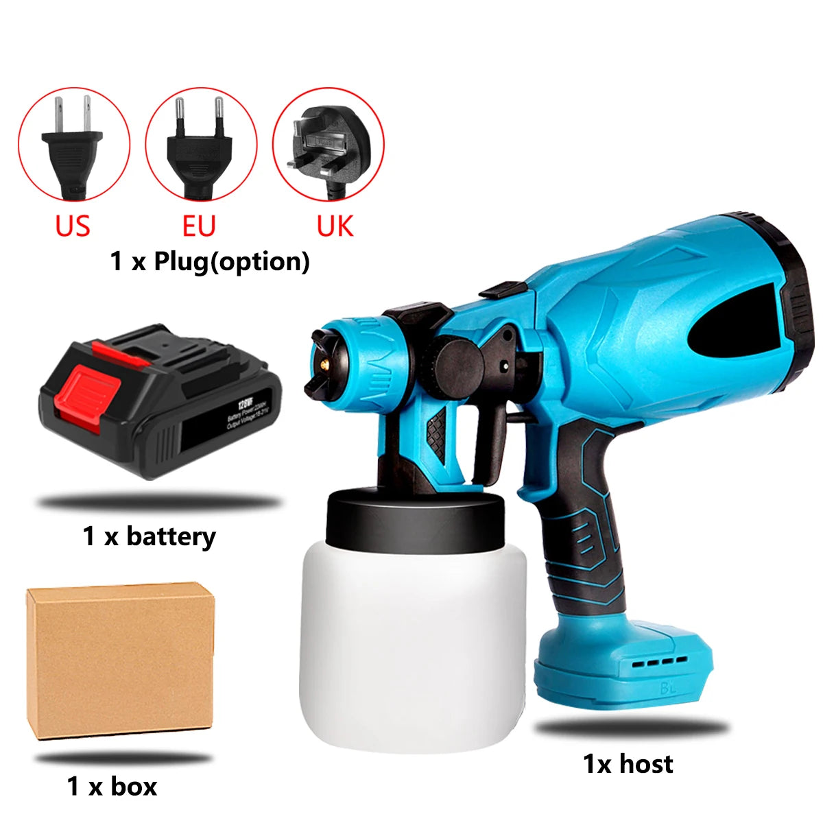 Pistolet Pulv¨¦risateur ¨¦lectrique Sans Fil de 800ml, Haute Puissance, Pulv¨¦risation Facile pour la Maison, Batterie 18V
