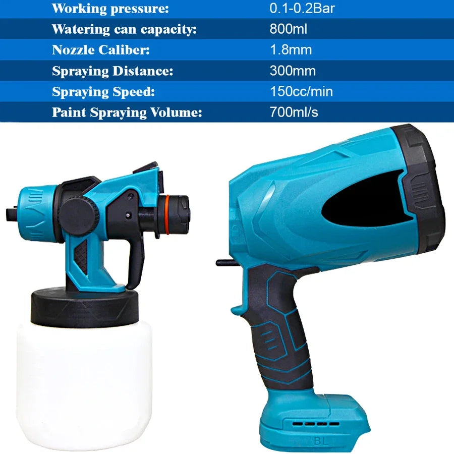 Pistolet ¨¤ peinture ¨¦lectrique sans fil, pulv¨¦risateur de peinture, a¨¦rographe de rev¨ºtement en acier pour meubles automobiles, pulv¨¦risateur de peinture facile, batterie 18V, 800ml