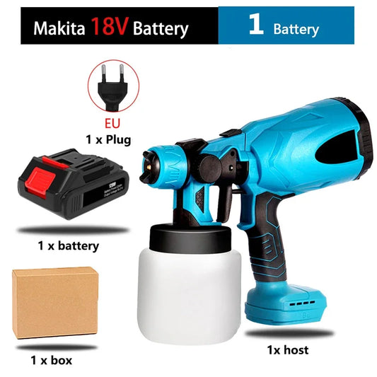 Pistolet ¨¤ peinture ¨¦lectrique sans fil, pulv¨¦risateur de peinture, a¨¦rographe de rev¨ºtement en acier pour meubles automobiles, pulv¨¦risateur de peinture facile, batterie 18V, 800ml