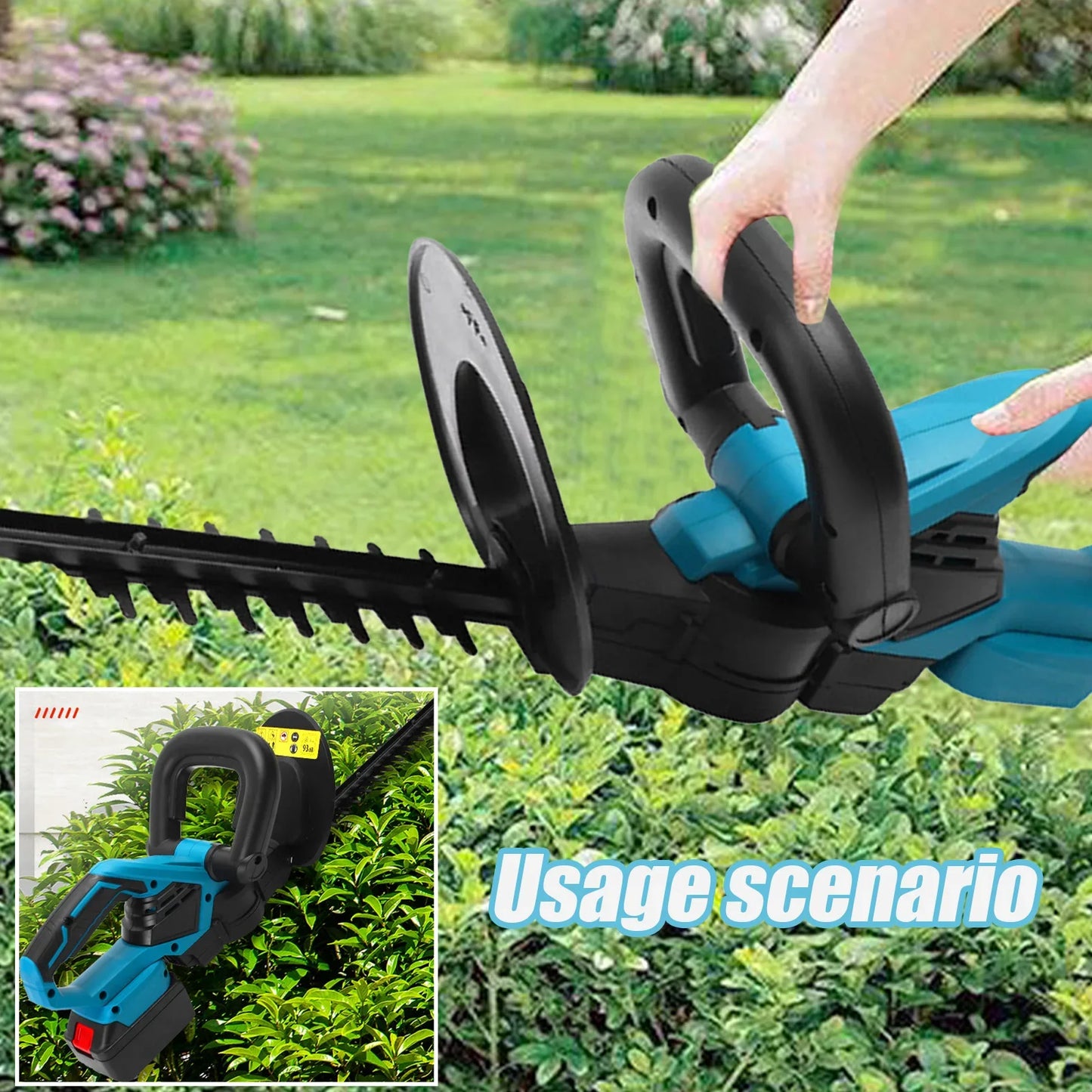 Taille-haie sans fil avec poign¹Èe rotative, outil de jardin pour touristes, batterie 18V, Without Battery