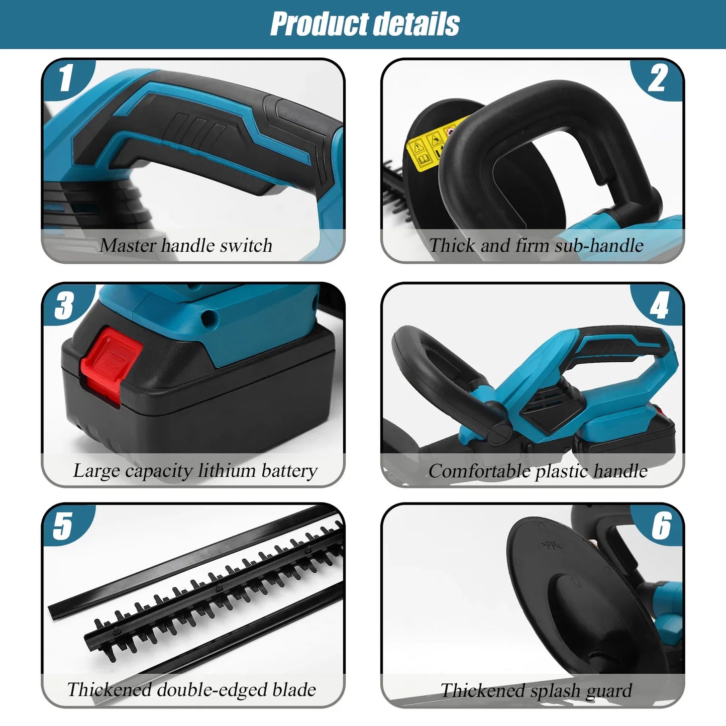 Taille-haie sans fil avec poign¹Èe rotative, outil de jardin pour touristes, batterie 18V, Without Battery