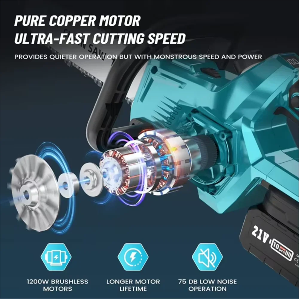 Tron?onneuse ¹Èlectrique sans fil, outil ¹Èlectrique de travail de calcul d'¹Èlagage, d¹Ècoupeur de jardin, batterie sans balais, 3500W, 16 pouces