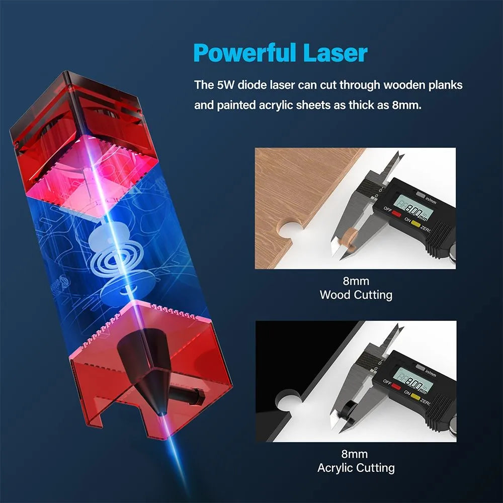 Graveur laser Bery avec verrouillage de s¹Ècurit¹È, puissance laser 5W, mise au point partenaire, pr¹Ècision 0.01mm, vitesse de gravure 10000 mm par min, 410x400mm