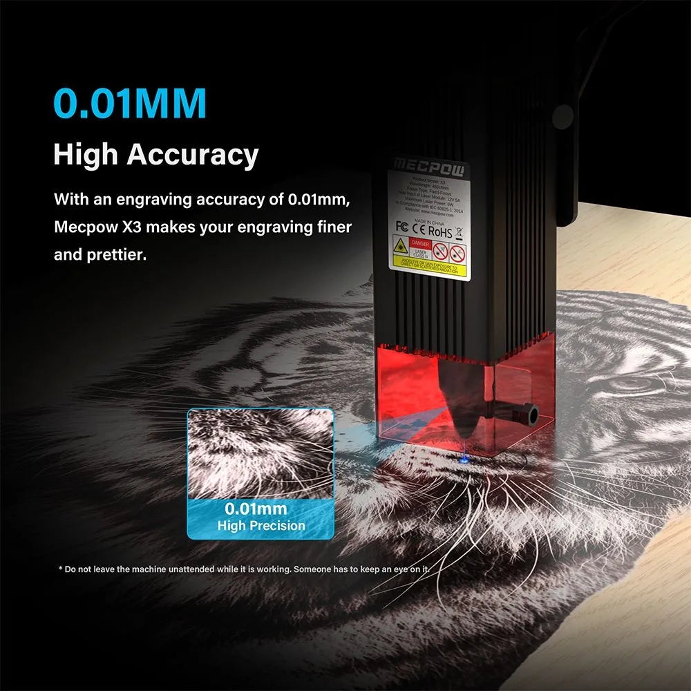 Graveur laser Bery avec verrouillage de s¹Ècurit¹È, puissance laser 5W, mise au point partenaire, pr¹Ècision 0.01mm, vitesse de gravure 10000 mm par min, 410x400mm