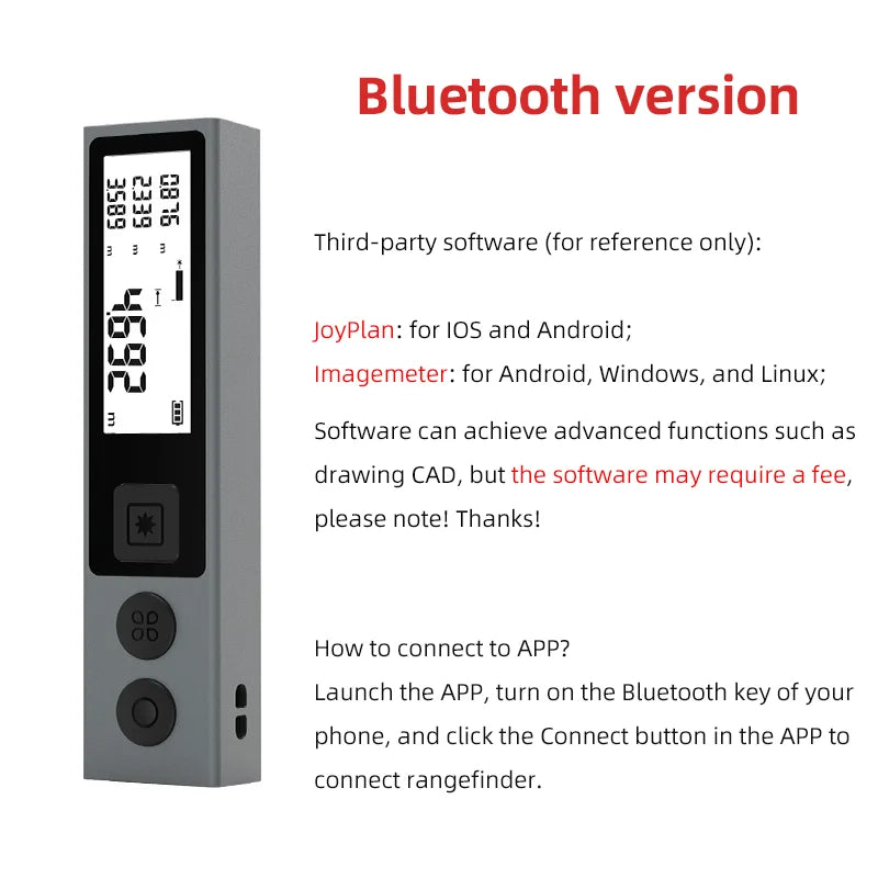 MiNi distancem¨¨tre Laser Bluetooth, ruban de mesure Laser Trena, Laser portatif,Basic Version,40m