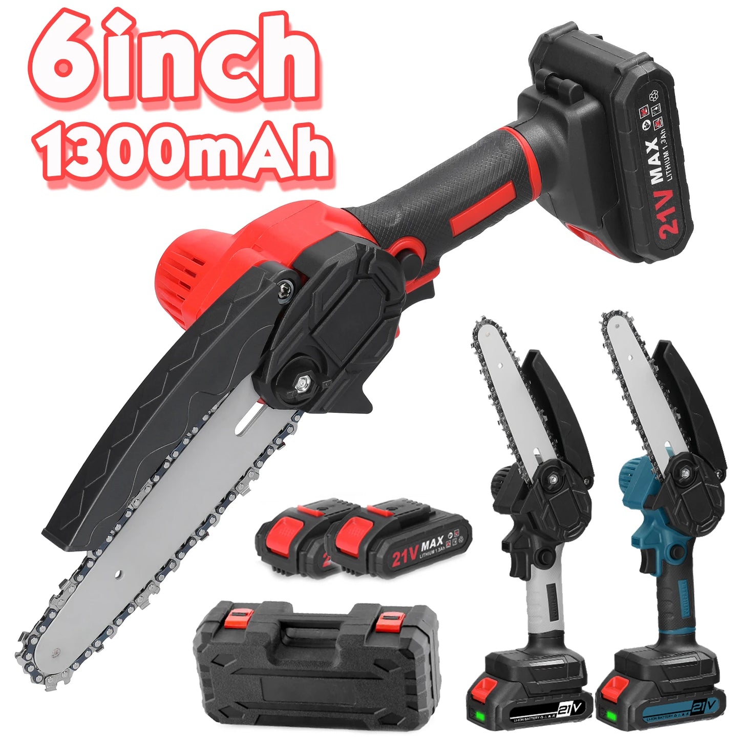 Mini Scie ½Ç Cha?ne ¹Èlectrique Portable de 6 Pouces, 21V, Outil de user inage¨ÛGrey-1300mAh