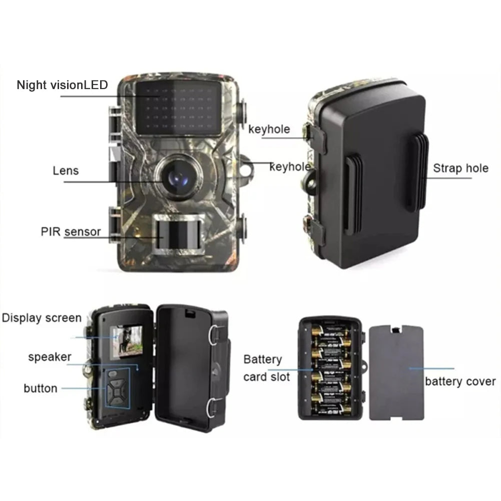 Mini cam¨¦ra de suivi ¨¦tanche activ¨¦e par le mouvement, cam¨¦ra de pi¨¨ge ext¨¦rieure, surveillance de suivi, vision nocturne, 16MP, 1080P