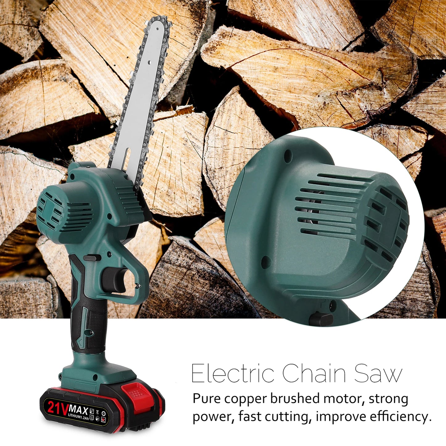 Mini scie ½Ç ¹Èlaguer ¹Èlectrique portable avec batterie aste, petite tron?onneuse ½Ç fendre le bois, outil de travail de calcul ½Ç une main pour le jardin, 21V