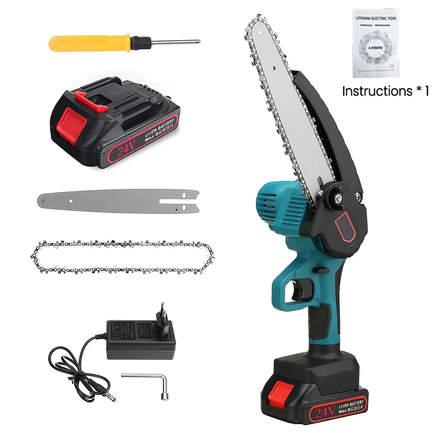 Mini scie ½Ç ¹Èlaguer ¹Èlectrique, tron?onneuses 3000W, 8 pouces, 24V avec Omicrophone, batterie au lithium, travail de calcul, scie de jardin, outils ¹Èlectriques
