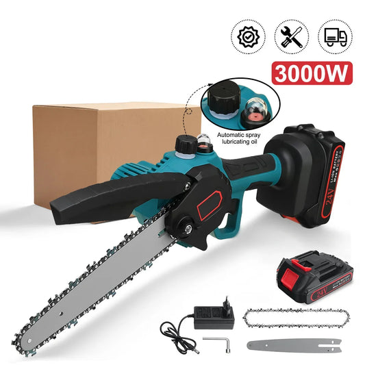 Mini scie ½Ç ¹Èlaguer ¹Èlectrique, tron?onneuses avec microphone, batterie au lithium, travail de calcul, scie de jardin, outils ¹Èlectriques, 3000W, 8 pouces, 288V