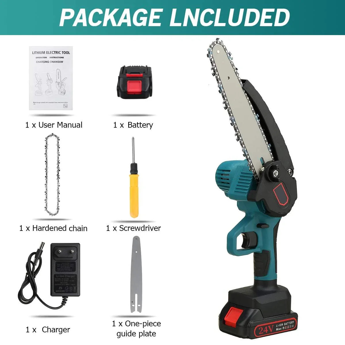 Mini scie ½Ç ¹Èlaguer ¹Èlectrique, tron?onneuses avec microphone, batterie au lithium, travail de calcul, scie de jardin, outils ¹Èlectriques, 3000W, 8 pouces, 288V