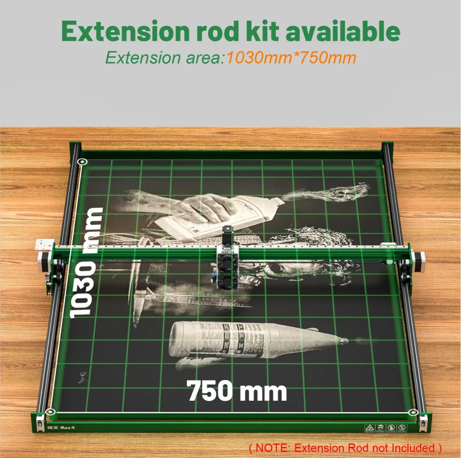 Machine ¨¤ d¨¦couper le bois avec contr?le sans fil GRBL, Max 4, E80 Laser, Dimensions injuste, 120W, CNC