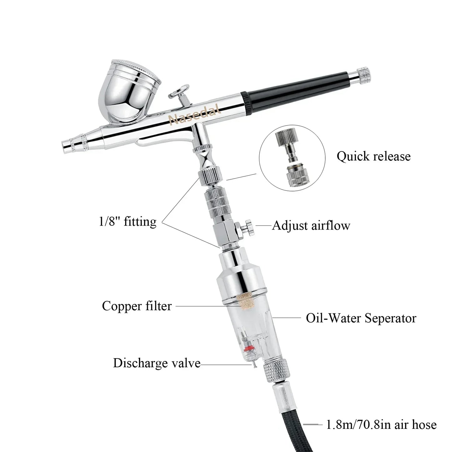 Kit de compresseur d'a¨¦rographe ¨¤ double Action NT-19 mm, pistolet de pulv¨¦risation d'a¨¦rographe pour Nail a¨¦rographe mod¨¨le gateau voiture chaussures peinture de poisson 0.3