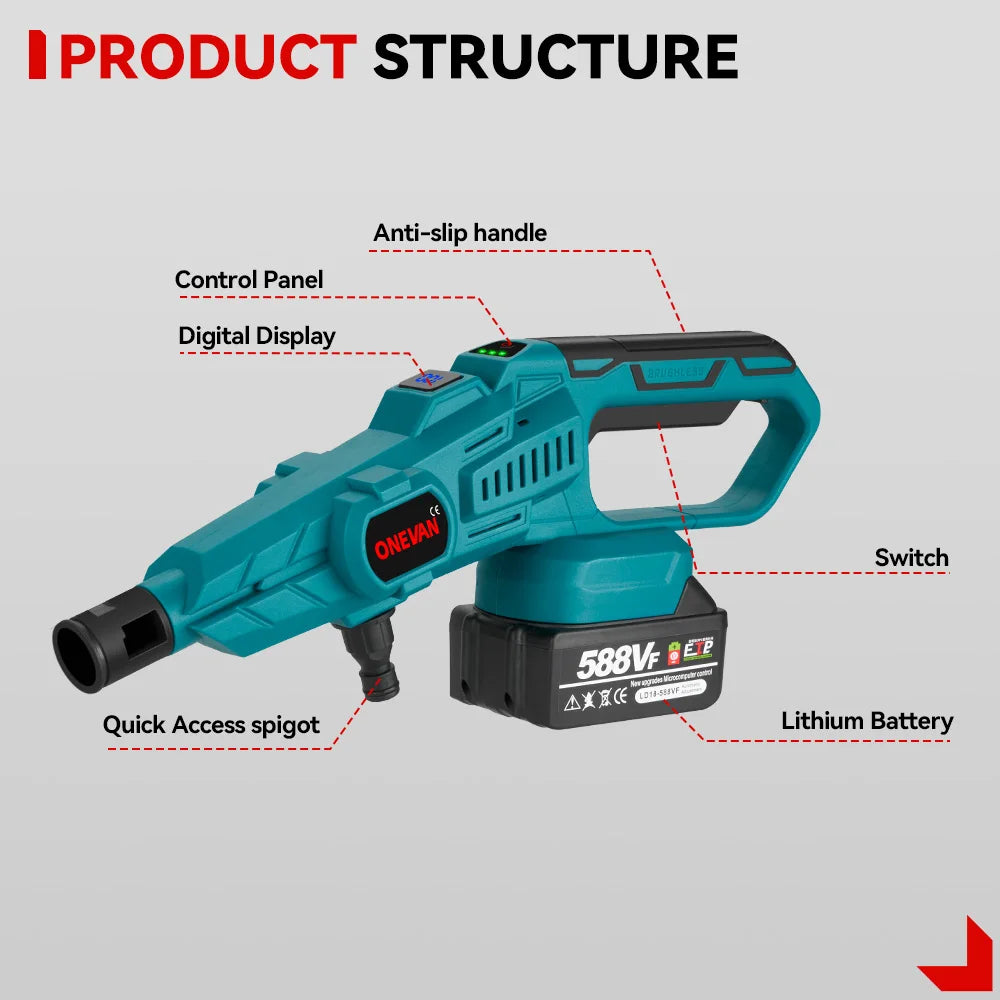 Pistolet de lave-auto haute pression sans balais, odorde lavage de voiture aste sans fil, batterie Makita 18V, 6 en 1, 200 bars, 3500W