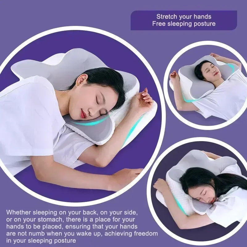 Oreiller cervical relaxant en forme de papillon, oreillers en mousse ½Ç m¹Èmoire de forme, rebond lent, oreiller cervical, gray