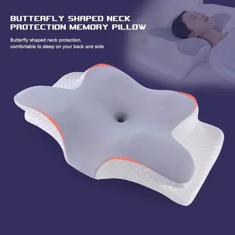 Oreiller cervical relaxant en forme de papillon, oreillers en mousse ½Ç m¹Èmoire de forme, rebond lent, oreiller cervical, gray