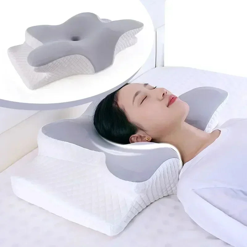 Oreiller cervical relaxant en forme de papillon, oreillers en mousse ½Ç m¹Èmoire de forme, rebond lent, oreiller cervical, gray